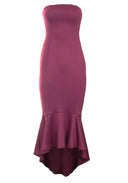 Plum Bandeau Fishtail Dress