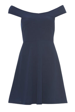Navy Bardot Skater Dress