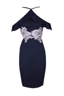 Navy Strappy Midi Bodycon Dress