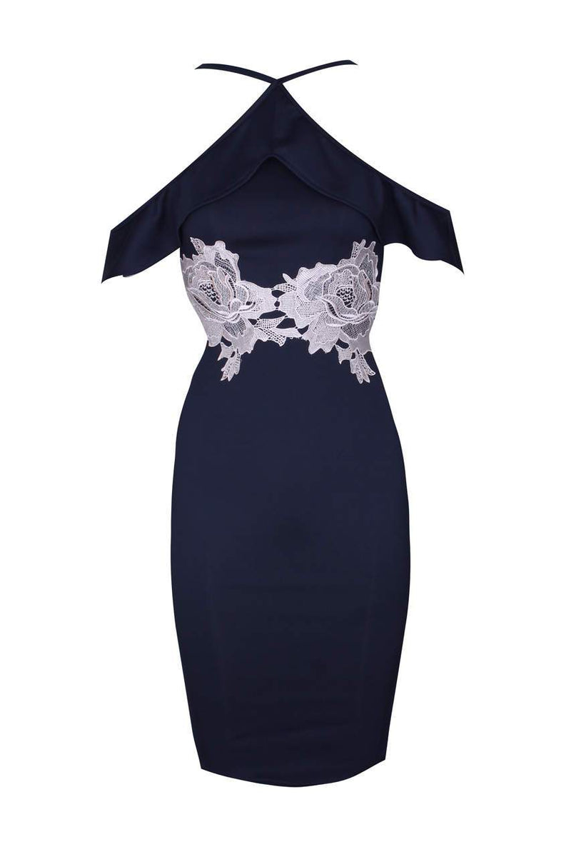 Navy Strappy Midi Bodycon Dress