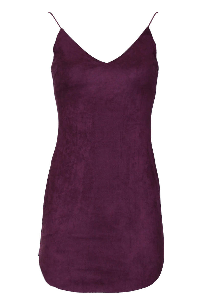 Plum Faux Suede Mini Dress