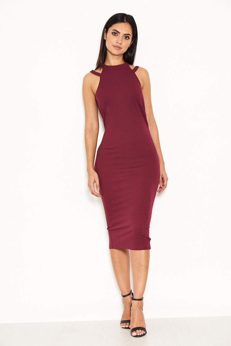 Plum Double Strap Midi Dress