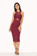 Plum Midi Dress With Lace Top