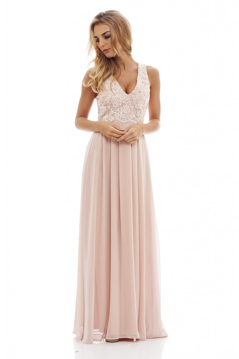 Nude Lace Maxi Dress