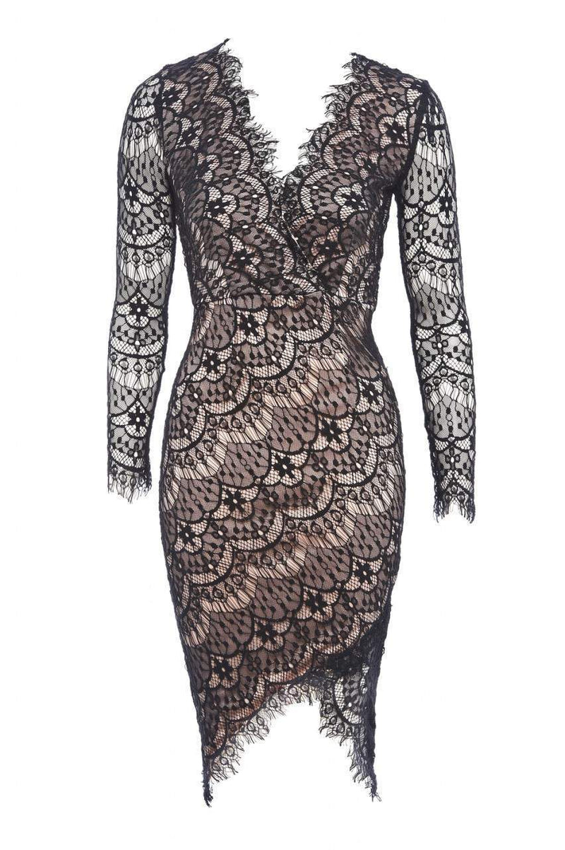 Crossover Lace Bodycon Dress
