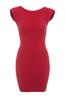 Waffle Bodycon Shoulder Pad Dress