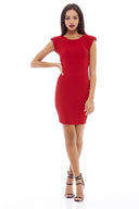 Waffle Bodycon Shoulder Pad Dress