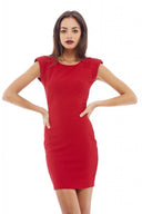 Waffle Bodycon Shoulder Pad Dress