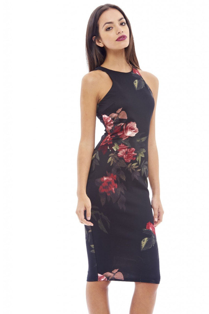 Floral Bodycon Midi Dress