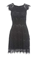 Capped Sleeve Crocheted Lace Dress