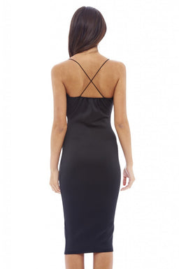 Plunge Front Split Bodycon Dress