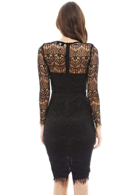 V Neck Lace Bodycon Dress