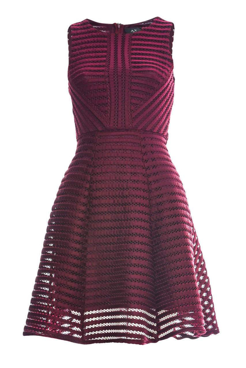 Wine Ladder Detail Skater  Dress