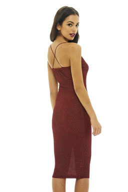 Metallic Strappy Bodycon Dress