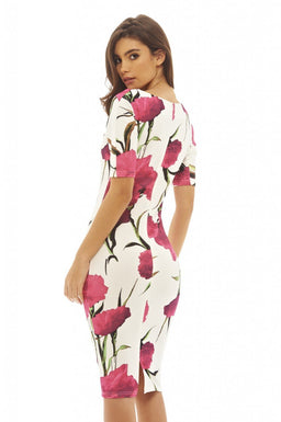 Short Sleeved Floral Midi Dress