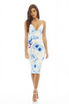 Floral Ink Printed Plunge Dress