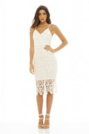 V Neck Crochet Midi  Dress