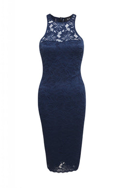 Cut In Neck Lace Bodycon Dress