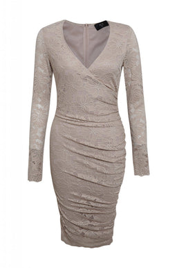 Long Sleeve Ruched Lace Dress