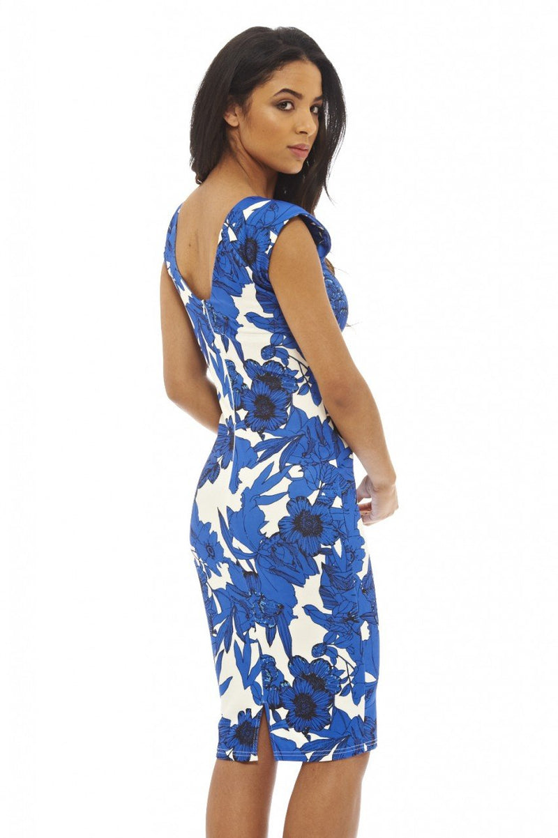 Round Necked Floral Printed Dress