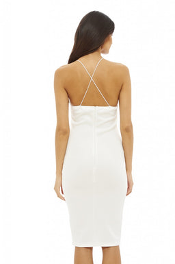 V Lace Up Midi Dress