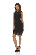 Black Crochet Lace Dress with Sleeveless Detail