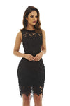 Black Crochet Lace Dress with Sleeveless Detail