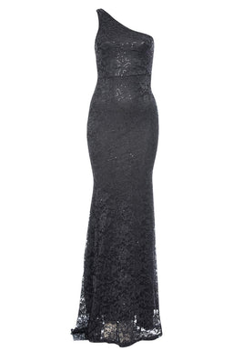 Black Sequin One Shoulder Maxi Dress