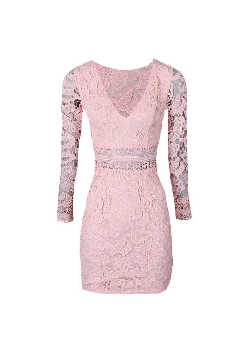 Pink Crochet Detailed Dress