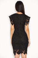 Black Crochet Detail Midi Dress