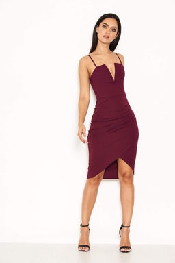 Plum Notch Front Wrap Dress