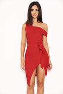 Red One Shoulder Asymmetric Dress