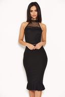 Black Midi Dress With Crochet Detail