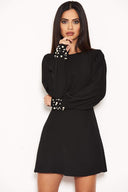 Black Pearl Detailed Mini Dress
