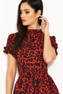 Red Leopard Day Dress