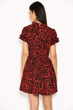 Red Leopard Day Dress