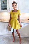 Yellow Milkmaid Neck Frill Dress