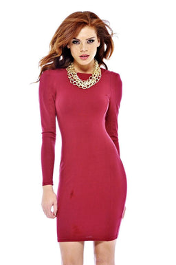 Square Neck Long Sleeve Bodycon Dress