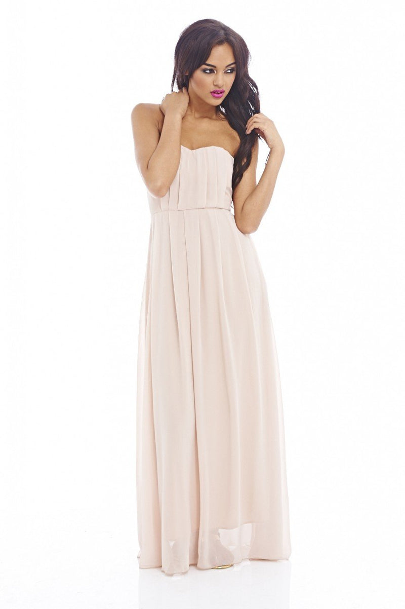 Plain Elegant Chiffon Strapless Dress