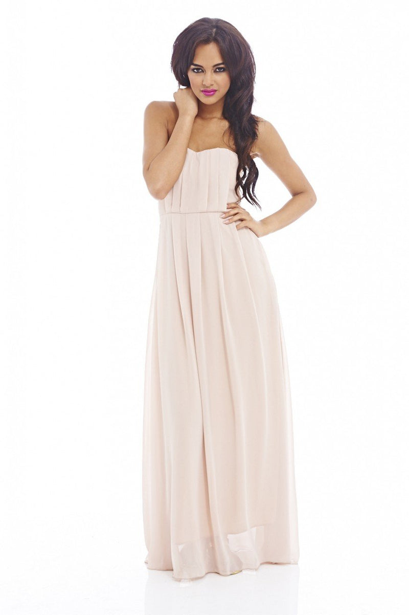 Plain Elegant Chiffon Strapless Dress