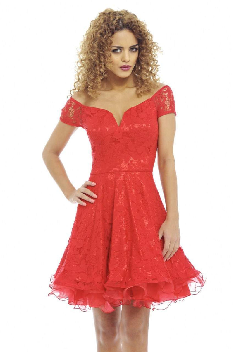 Off The Shoulder  Kick Out Net Dress