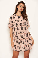 Dusty Pink Floral Printed Tiered Dress