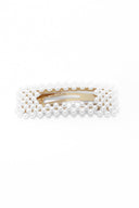 Gold Oversized White Pearl Rectangle Hair Clip