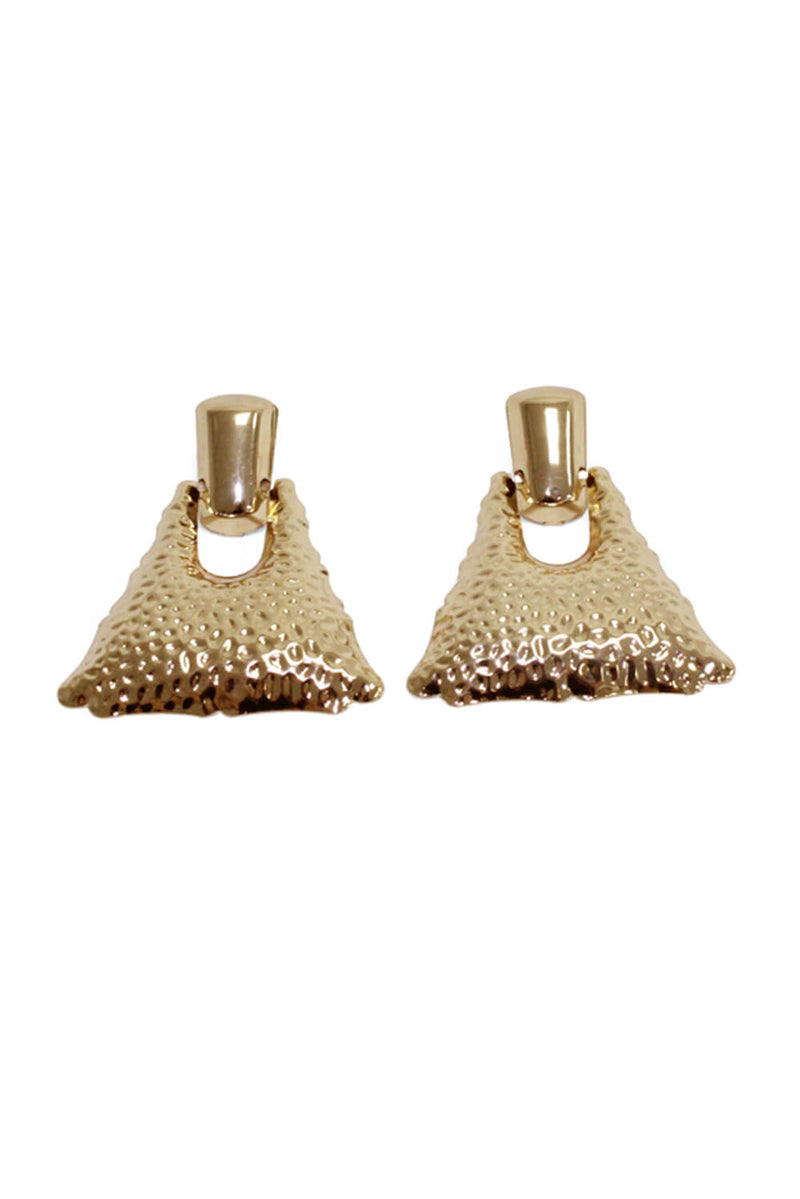 Gold Triangle Textured Earrings