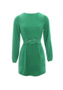 Green Crochet Waist Long Sleeved Dress
