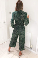 Green Printed Elasticated Neck Culotte Jumpsuit