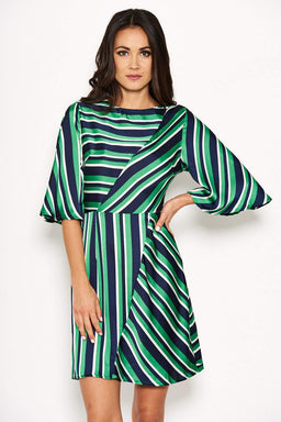 Green striped Skater Dress