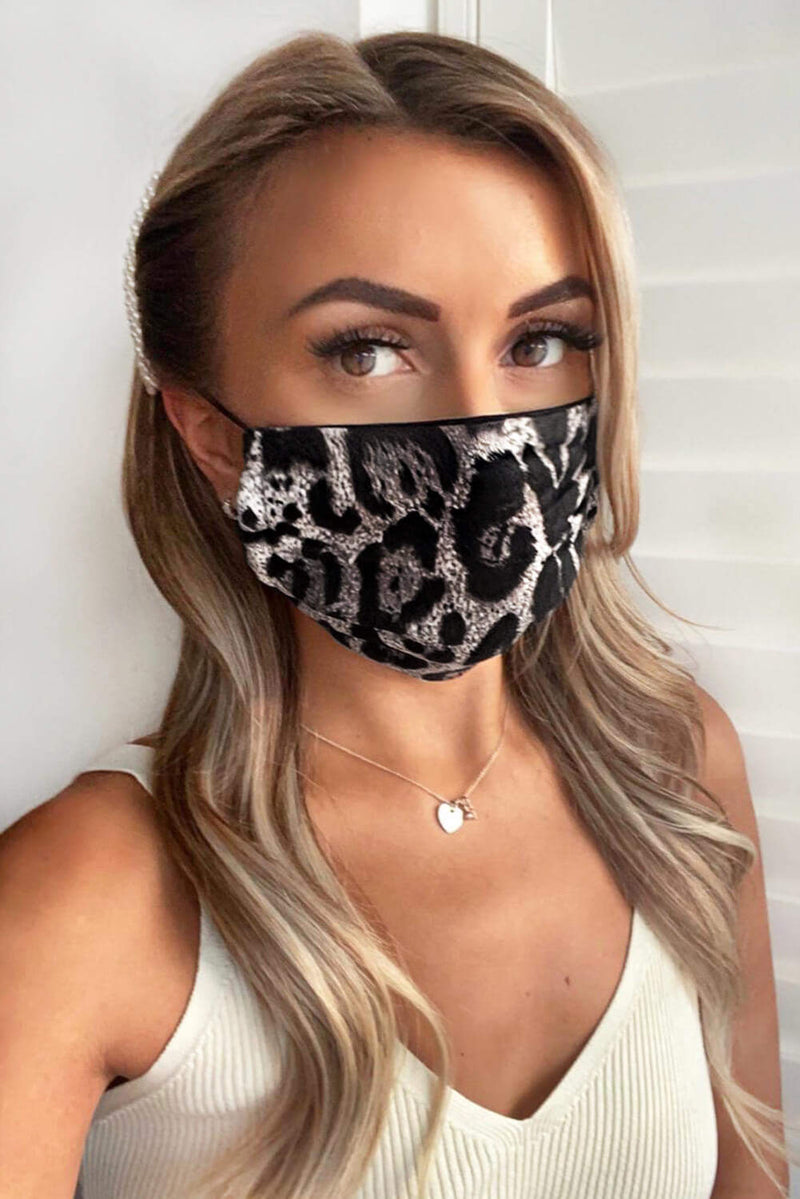 Grey Animal Print Face Covering
