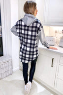 Grey Check Back Hoodie