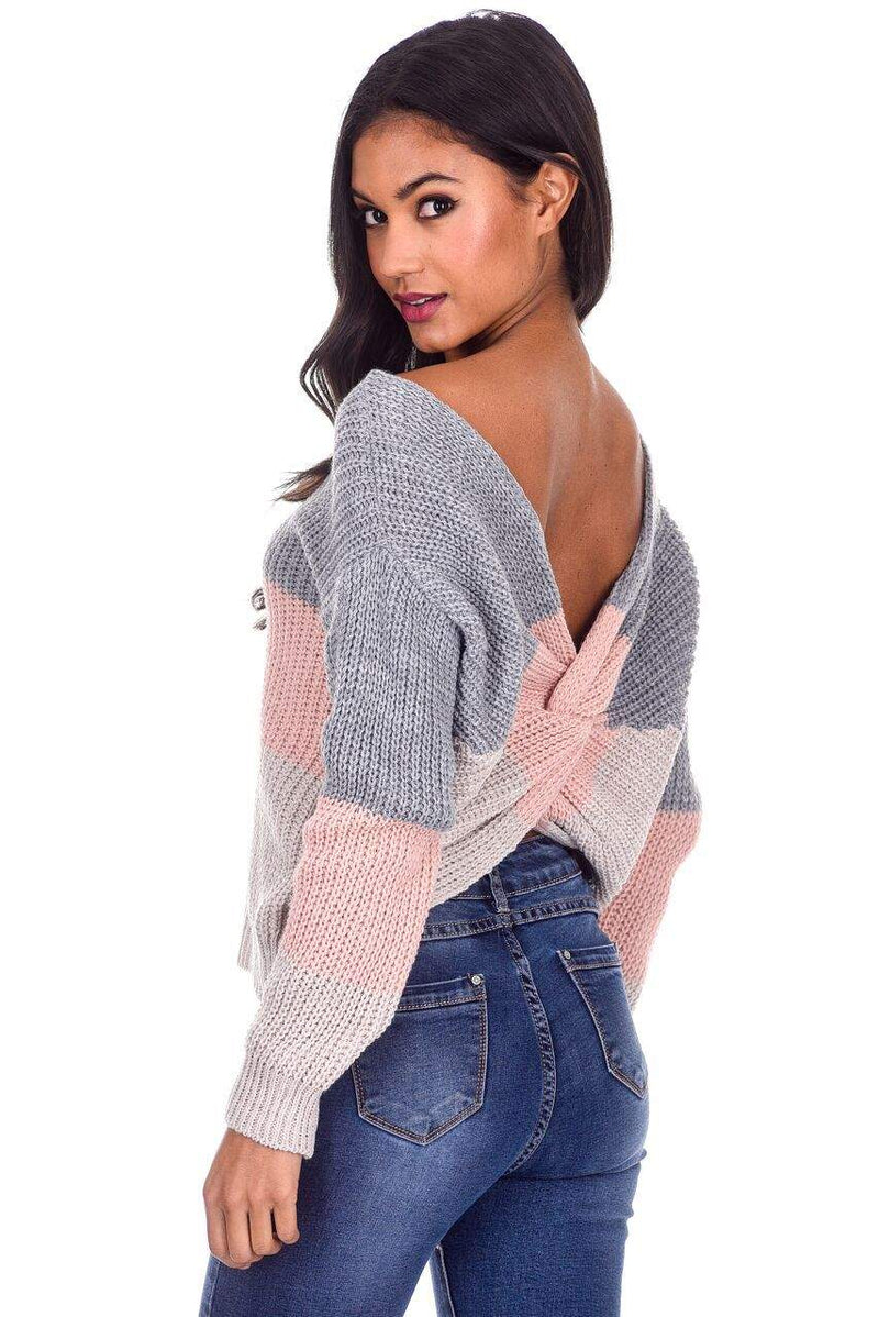 Grey Colour Block Reversible Jumper